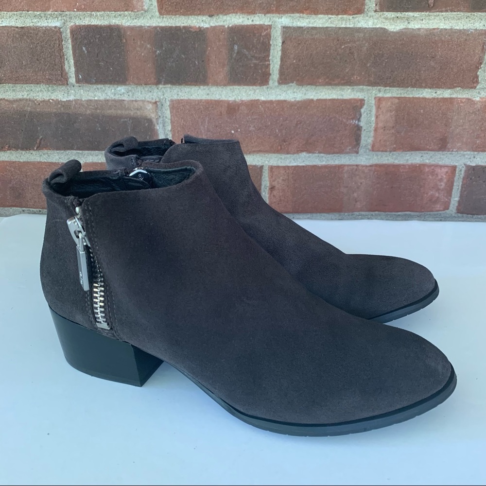 Kenneth Cole New York Women's Addy Grey Suede Ankle Boots Double Zip US 7 M
